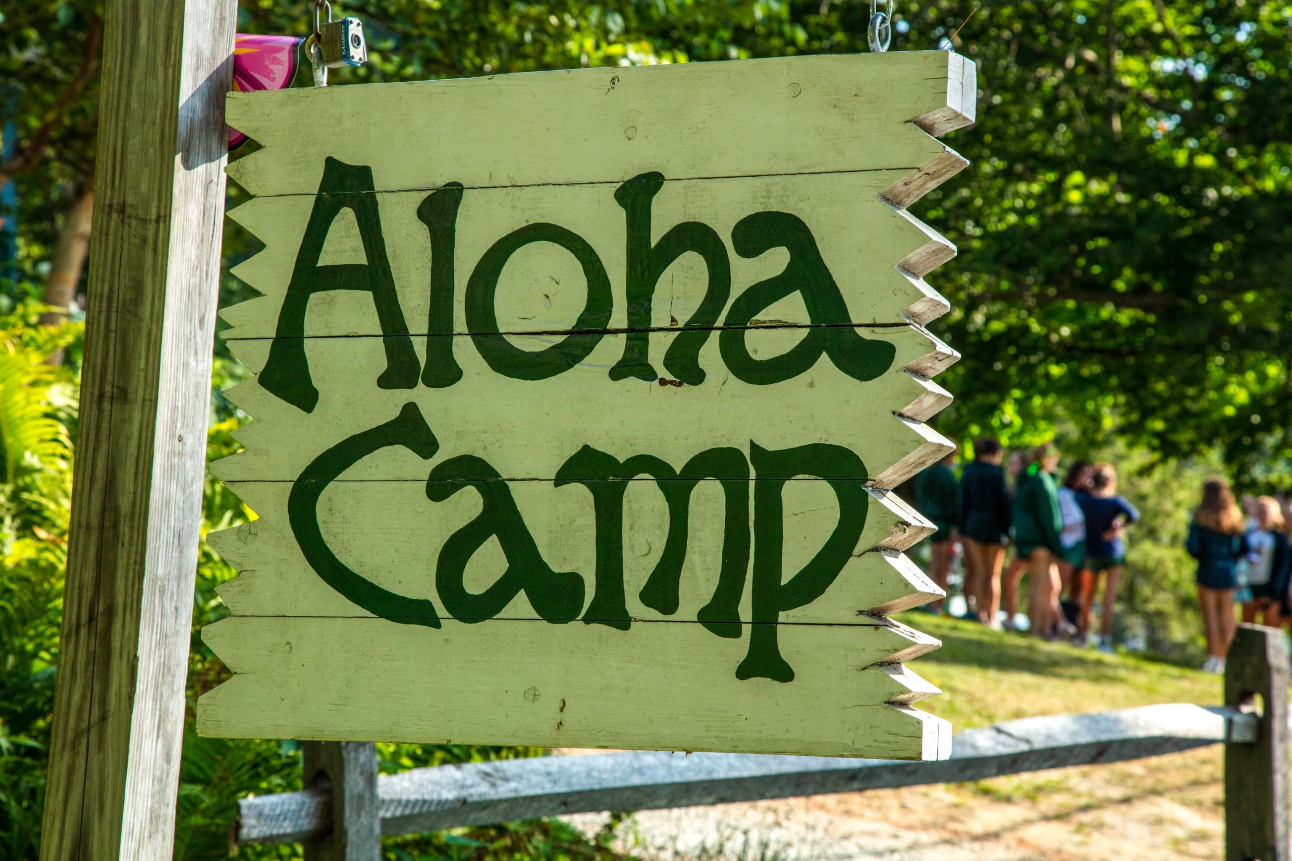 Camp sign saying "Aloha Camp."
