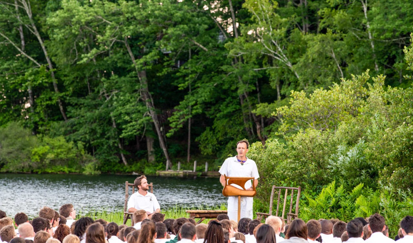 Ridge speaking to Lanakila an outdoor assembly.
