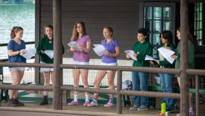 Campers practicing a scene.