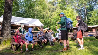Campers about to go on a hike.