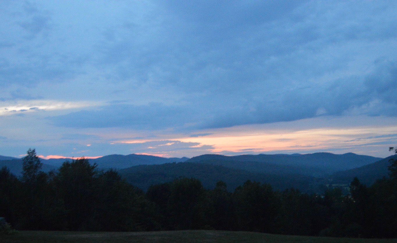Dusk settling over the mountains.