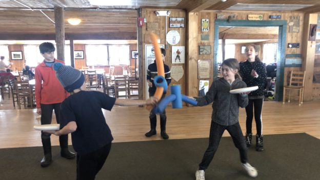 Campers playing inside.