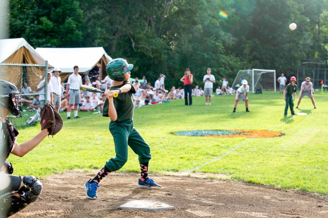 Lanakila campers playing baseball.