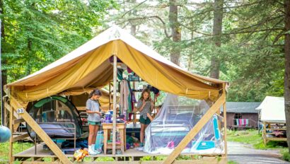 Hive campers in their platform tents.