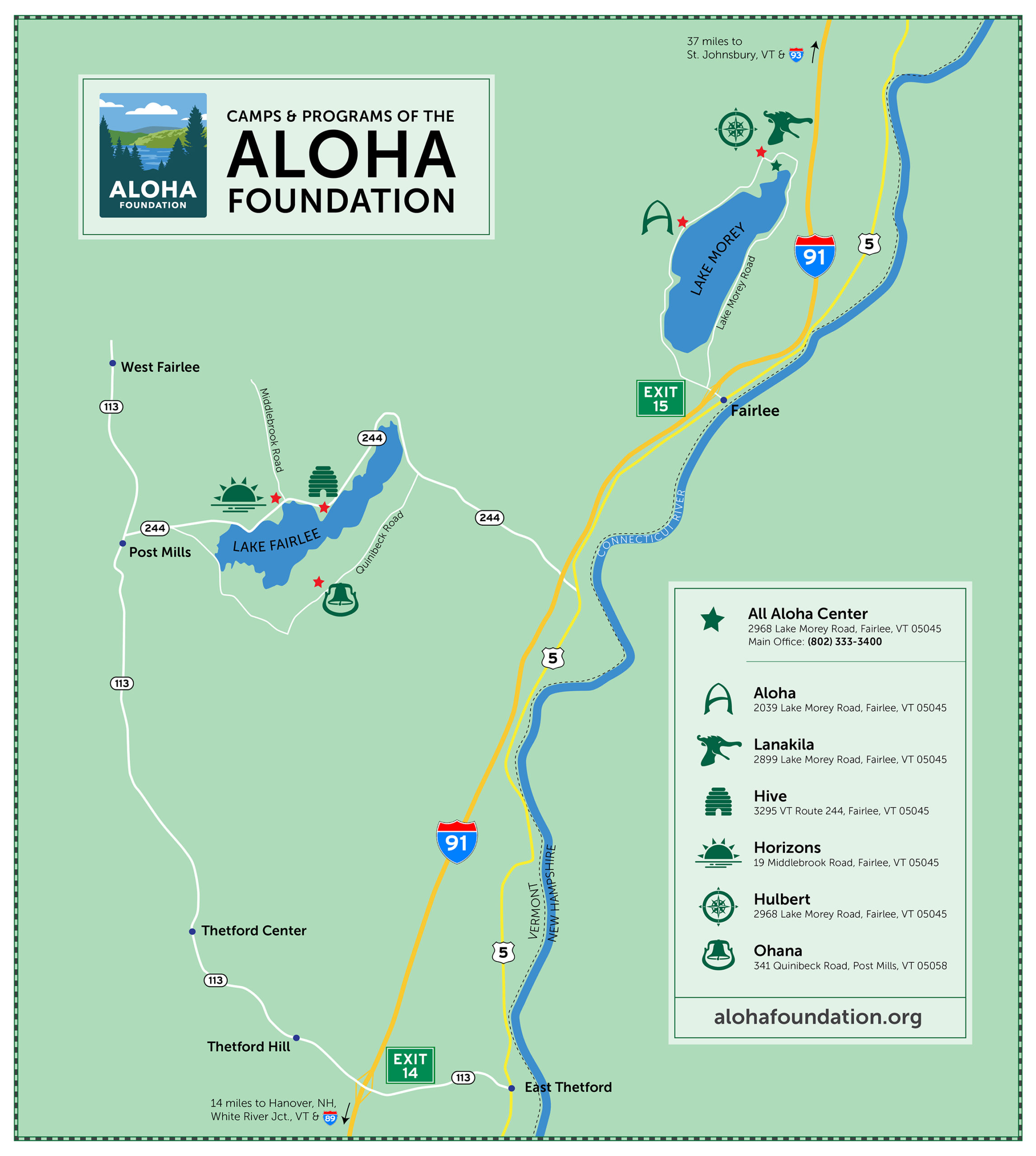 A map of the Aloha Foundation.
