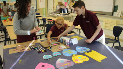 Students working on an art project.