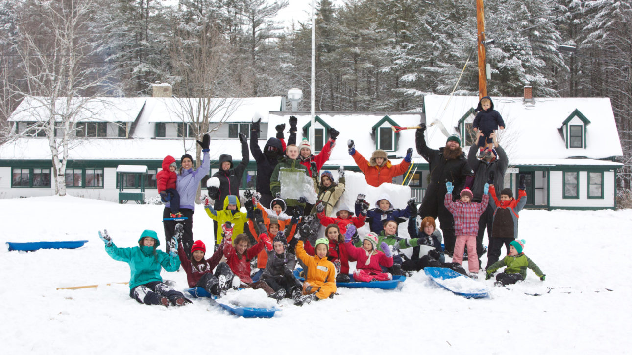 Campers playing in the snow at Hulbert.